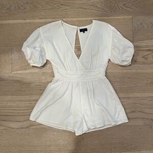 Majorelle Revolve White Puff Sleeve Babydoll Romper